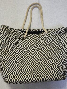 Tote Beach Bag Natural Cream Lightweight Double Rope Handle